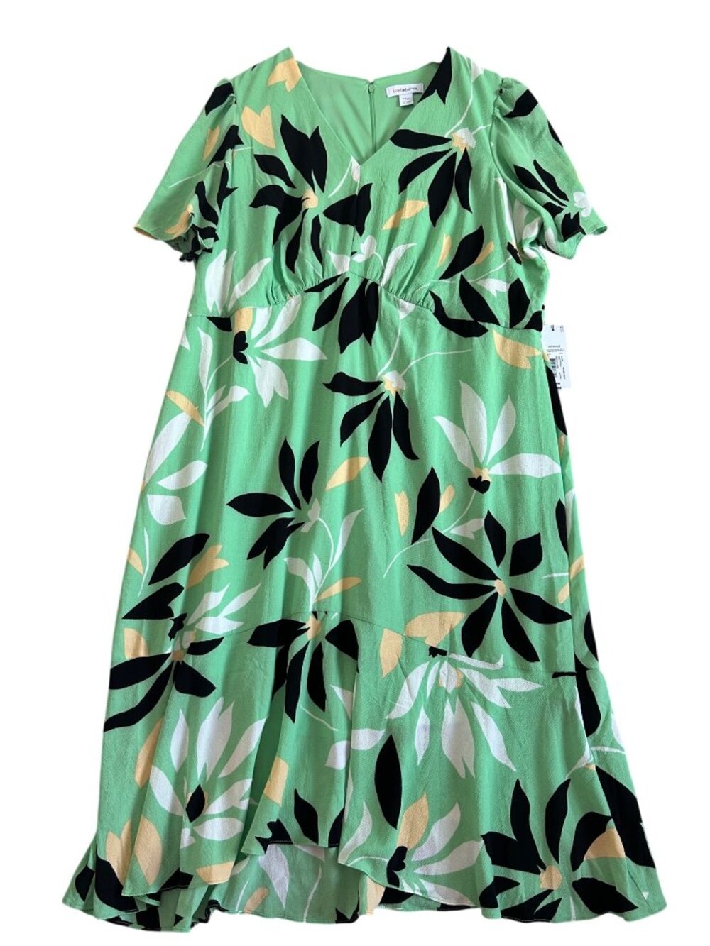 Liz Claiborne Women's Sz 18W Green Floral Print Midi Dress